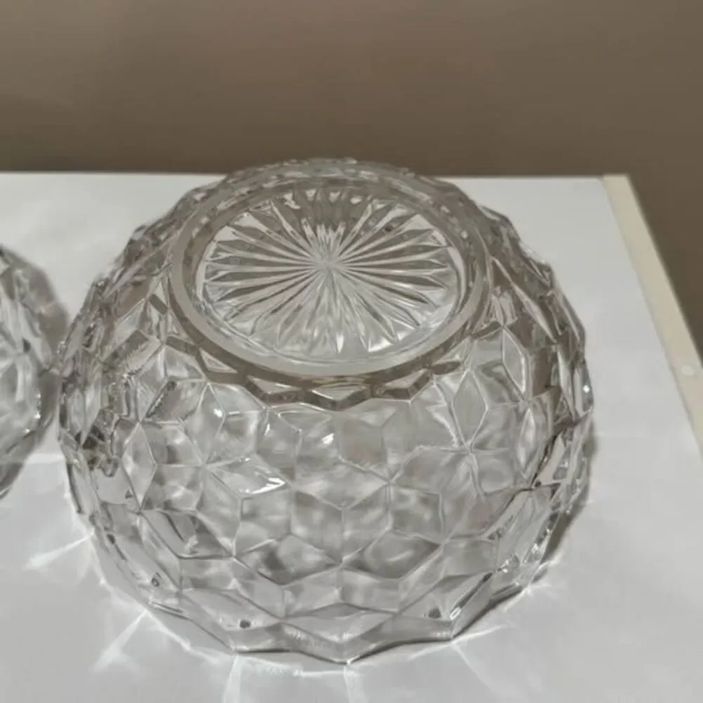 ONE Medium Diamond Cut Glass Bowl (1 of 2)